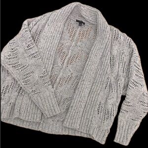 The Limited Crop Cardigan Gray Open Knit Open Front Dolman Sleeve Sweater Medium